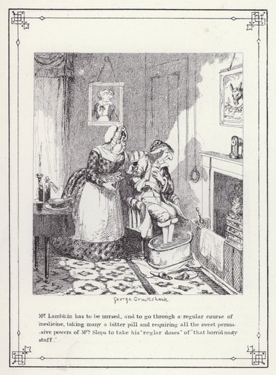 Ilustración para El libro del soltero, o El progreso del Sr. Lambkin (Gent) de George Cruikshank