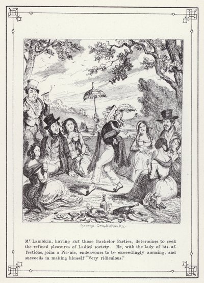 Ilustración para El Libro del Soltero, o El Progreso del Sr. Lambkin (Gent) de George Cruikshank