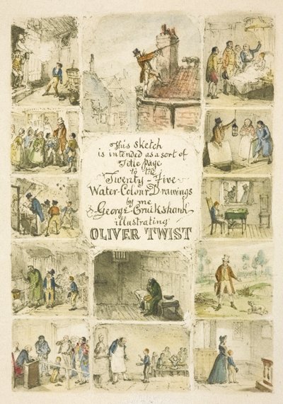 Ilustración para la portada "Oliver Twist" de George Cruikshank