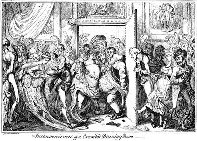 Inconveniente de una sala de dibujo abarrotada, 1818 de George Cruikshank