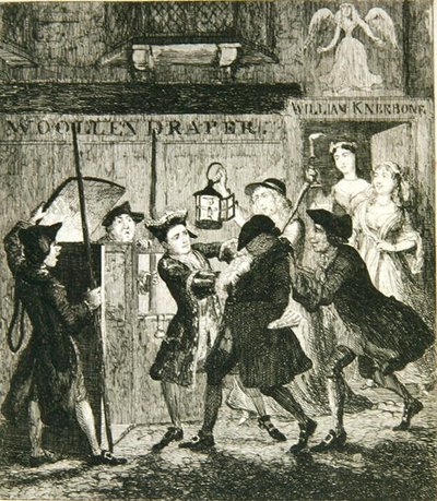 Jack Sheppard engañando a Shotbolt el carcelero, ilustración de 