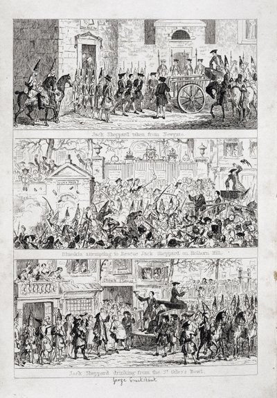 El viaje de Jack desde Newgate hasta Tyburn, ilustración de 
