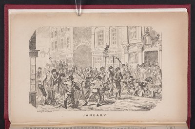 Enero de The Comic Almanack de George Cruikshank