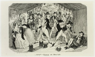 Julio - Down at Beulah de los grabados en acero de George Cruikshank para The Comic Almanacks: 1835-1853 de George Cruikshank