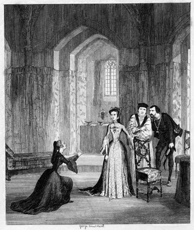 Lady Jane Grey implorando a la Reina María que perdone la vida de su esposo, 1554 1840 de George Cruikshank