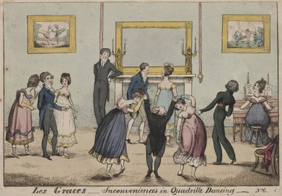 Les Graces, Inconvenientes en el baile de cuadrilla, 1817 de George Cruikshank