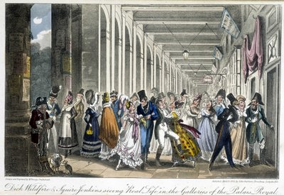Las galerías del Palais Royal - en “Life in Paris” por David Carey, Londres de George Cruikshank