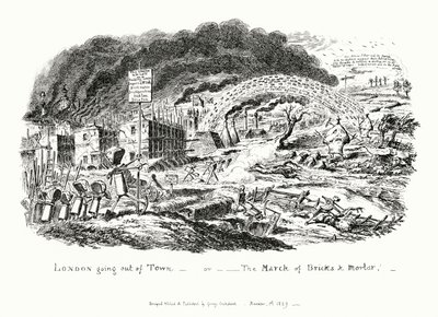 Londres Saliendo de la Ciudad, o la Marcha de Ladrillos y Mortero de George Cruikshank
