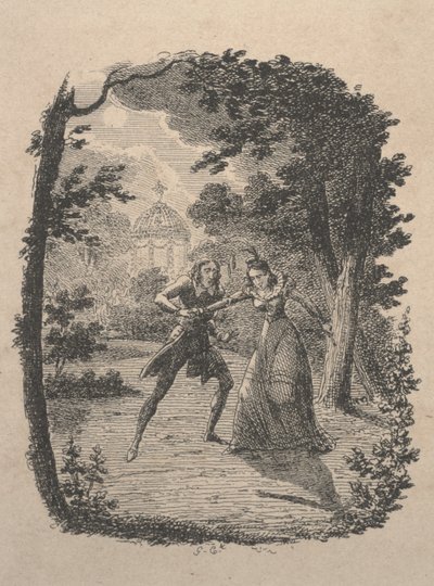 Hombre y Mujer en el Jardín de George Cruikshank