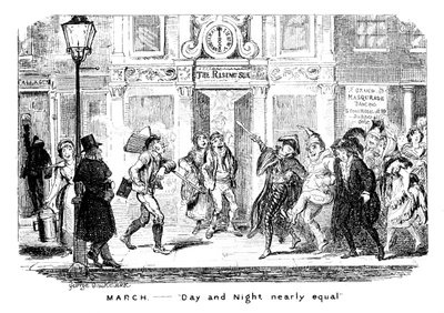 Marzo - Día y noche casi iguales, siglo XIX de George Cruikshank