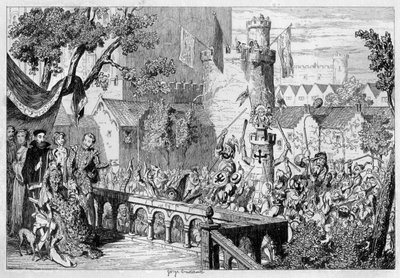 Mascarada en el jardín del palacio de la Torre de Londres de George Cruikshank
