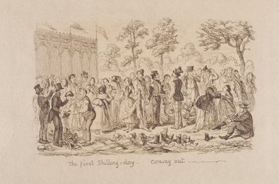 La Gran Exposición de Mayhew de 1851: El Primer Día de Chelín - Saliendo de George Cruikshank