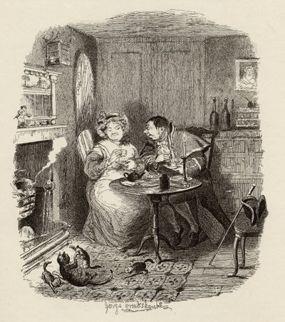 El Sr. Bumble y la Sra. Corney tomando té, de 