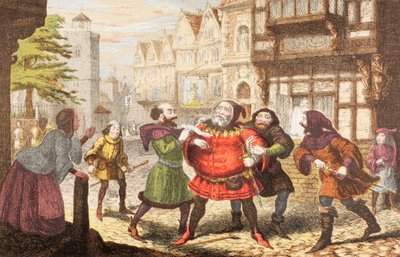 La señora Quickly arresta a Sir John Falstaff en Henry IV, Parte 2, de 