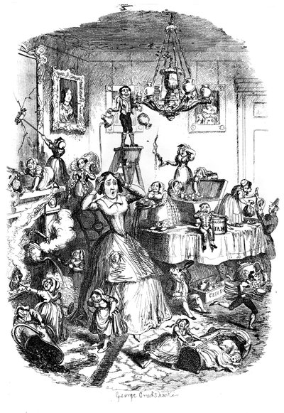 Casi preocupado hasta la muerte por la mayor plaga de la vida, c1840s de George Cruikshank