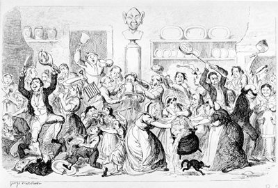 Nueva Armonía - Todo debiendo - Nada pagando, 1845 de George Cruikshank