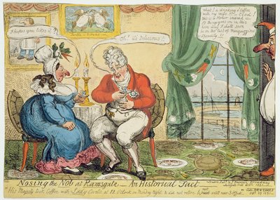 Olfateando al Nob en Ramsgate, 1821 de George Cruikshank