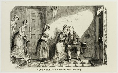 Noviembre - Una entrega postal general en oposición de los grabados en acero de George Cruikshank a The Comic Almanacks: 1835-1853 de George Cruikshank
