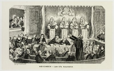 Noviembre - Law-Life Assurance de los grabados en acero de George Cruikshank a The Comic Almanacks: 1835-1853 de George Cruikshank