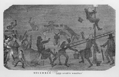 Noviembre, Clima inadecuado, es decir, smog de Londres de George Cruikshank