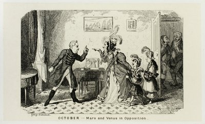 Octubre - Marte y Venus en oposición en los grabados en acero de George Cruikshank para The Comic Almanacks: 1835-1853 de George Cruikshank
