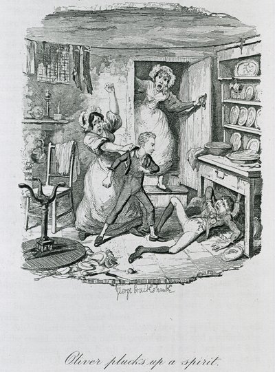 Oliver se arma de valor, 1837 de George Cruikshank