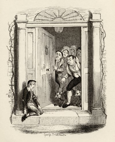 Oliver Twist en la puerta de la Sra. Maylie, de 