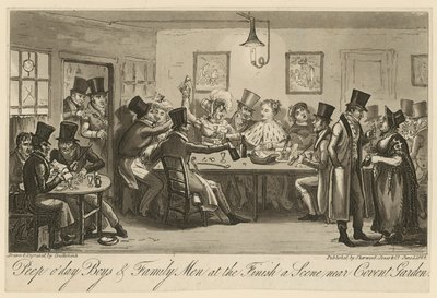 Chicos del amanecer y hombres de familia al final: una escena cerca de Covent Garden de George Cruikshank