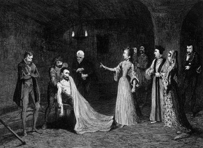 La Princesa Isabel confrontada con Sir Thomas Wyatt en la cámara de tortura, 1554 1840 de George Cruikshank