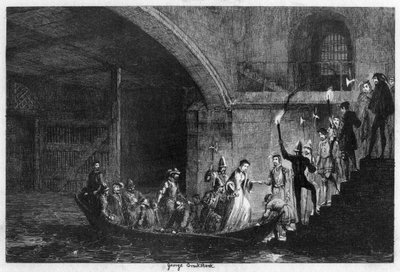 La Reina Juana y Lord Guilford Dudley llevados de vuelta a la Torre, 1553, 1840 de George Cruikshank