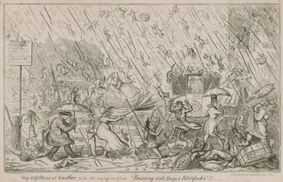 Lloviendo Gatos, Perros y Horquillas de George Cruikshank