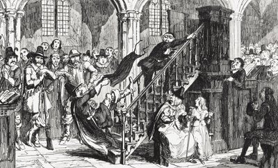 Reverendo Holdenough durante un servicio, ilustración de 