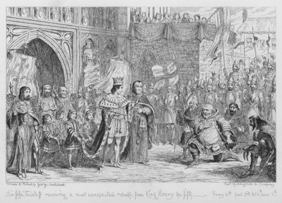 Sir John Falstaff recibiendo una reprimenda inesperada del Rey Enrique V de George Cruikshank