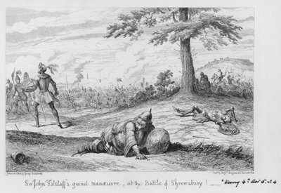 La gran maniobra de Sir John Falstaff en la Batalla de Shrewsbury de George Cruikshank