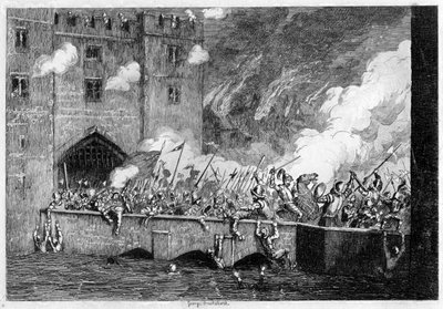 Sir Thomas Wyatt atacando la Torre By-ward de George Cruikshank