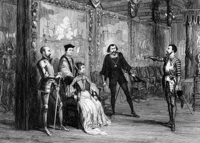 Sir Thomas Wyatt dictando términos a la Reina María en la Torre Blanca, c. 1553 1840 de George Cruikshank