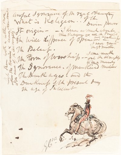 Boceto de húsar montado de George Cruikshank