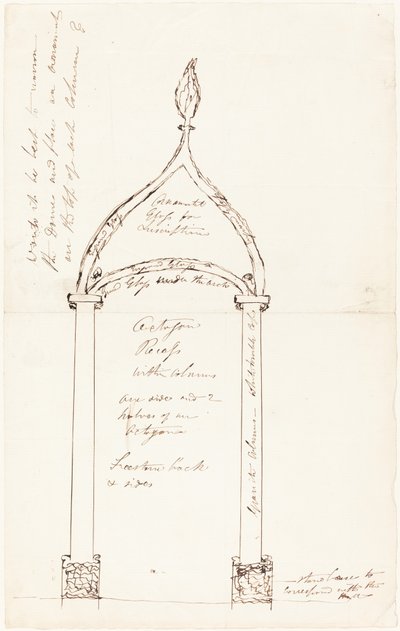 Boceto de un receso octagonal con columnas de George Cruikshank