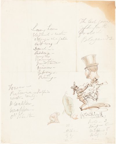 Bocetos de cabeza, brazo y figura arrodillada de George Cruikshank