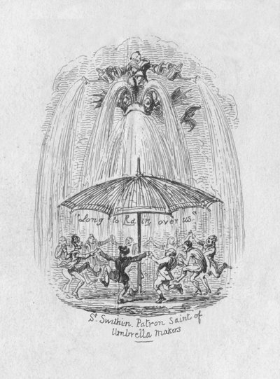 San Swithin, patrón de los fabricantes de paraguas, 1829 de George Cruikshank
