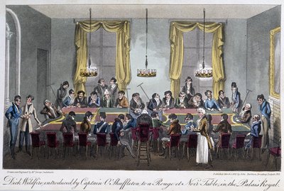 Mesa de juegos en el Palais Royal - en "Life in Paris" por David Carey, Londres de George Cruikshank