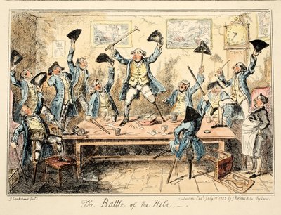 La Batalla del Nilo, de Greenwich Hospital, una Serie de Bocetos Navales, Descriptivos de la Vida de un Hombre de Guerra, pub. 1826 de George Cruikshank