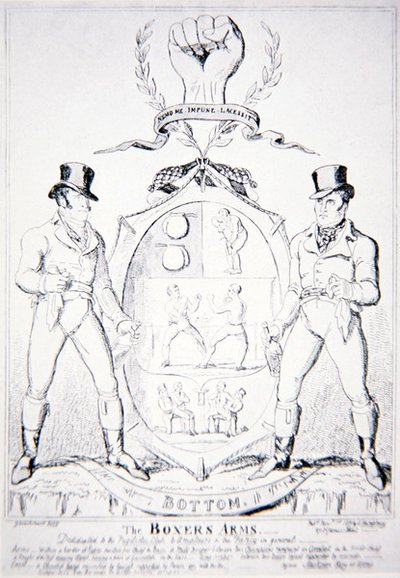 Los brazos del boxeador, dedicado al Club Pugilístico, a los aficionados y a la fantasía en general, publicado por G. Humphrey, Londres 1891 de George Cruikshank