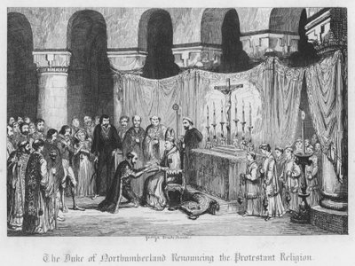 El duque de Northumberland renunciando a la religión protestante de George Cruikshank