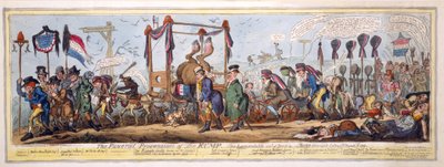 La procesión fúnebre de la grupa, pub. 1819 (grabado coloreado a mano) de George Cruikshank