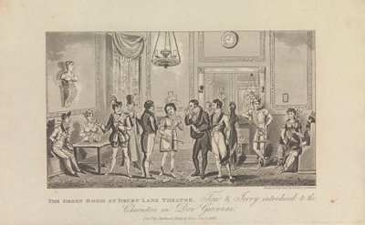 The Green Room en el teatro Drury Lane de George Cruikshank