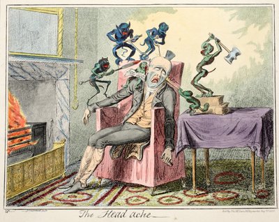 El Dolor de Cabeza, pub. 1835 de George Cruikshank