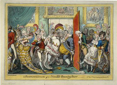 Las incomodidades de un salón abarrotado de George Cruikshank