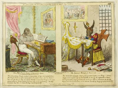 La dama con cara de cerdo de Manchester Square y La mula española de Madrid de George Cruikshank