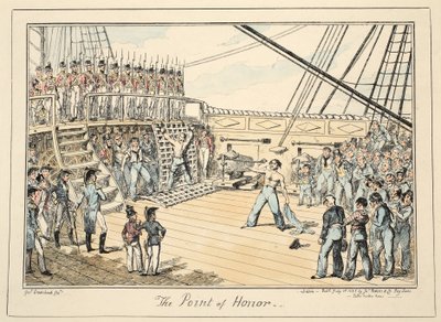 El Punto de Honor, del Hospital de Greenwich, una Serie de Bocetos Navales, Descriptivos de la Vida de un Hombre de Guerra, pub. 1825 de George Cruikshank